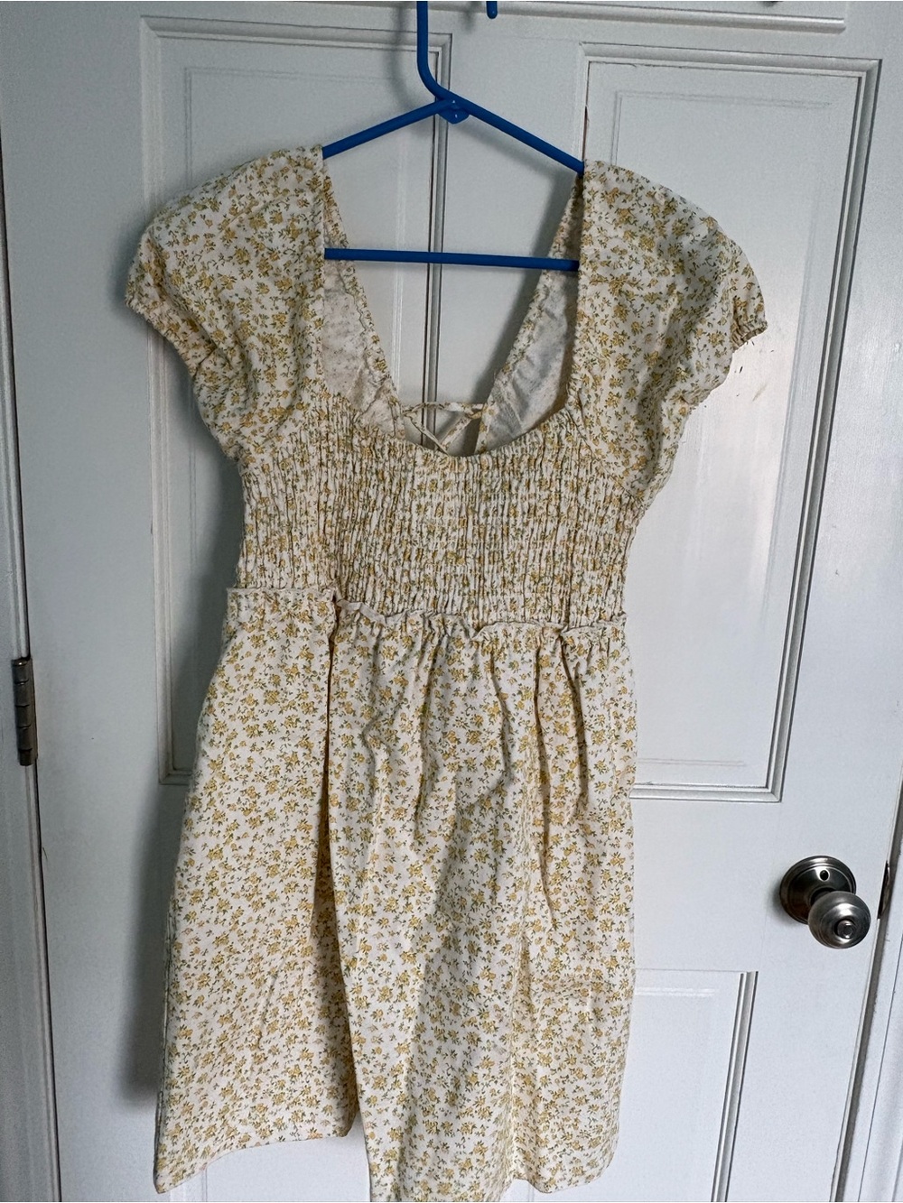 Altar'd State Yellow Floral Smocked Midi Dress